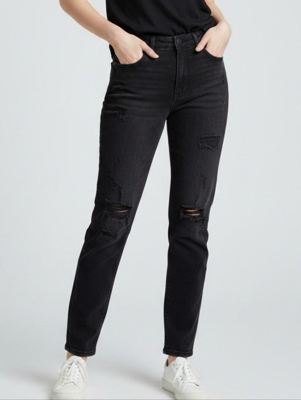 Evolution In Design Distressed Black Jeans